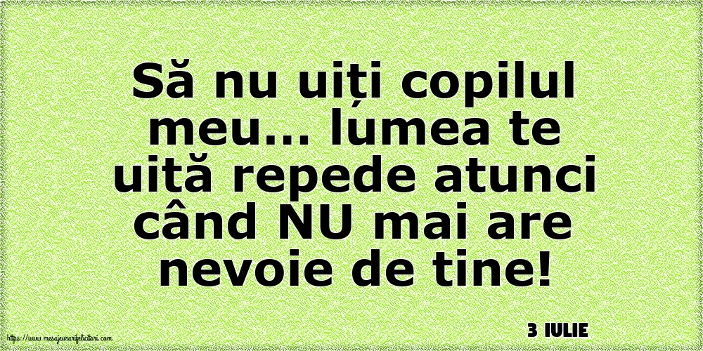 Felicitari de 3 Iulie - 3 Iulie - Să nu uiți copilul meu