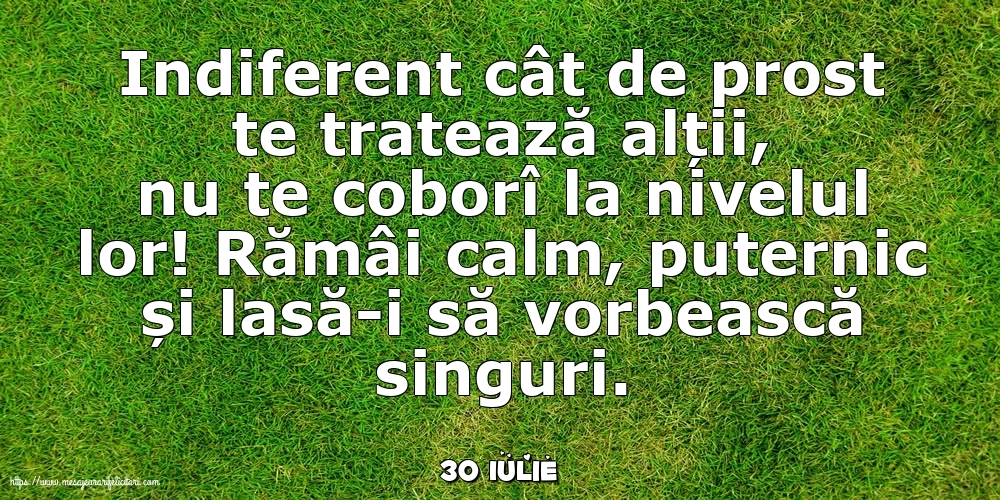 Felicitari de 30 Iulie - 30 Iulie - Indiferent cât de prost te tratează alții