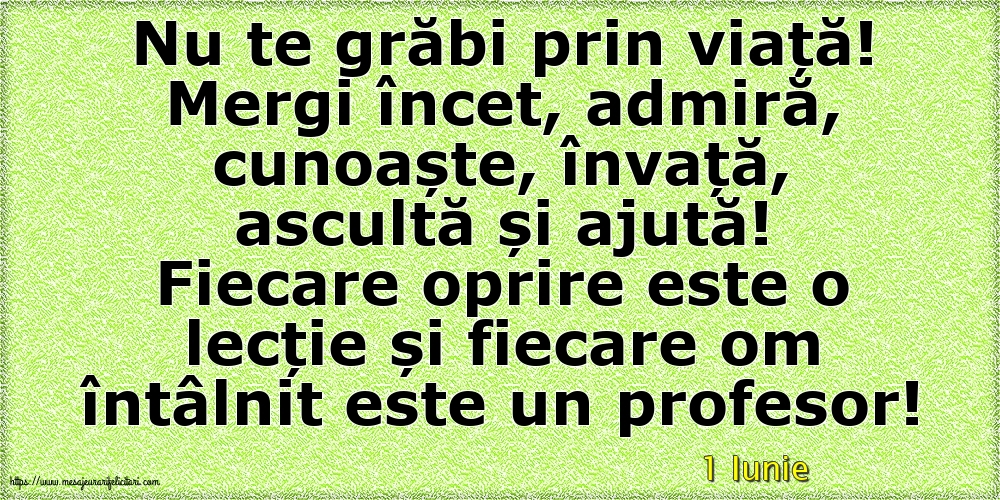 Felicitari de 1 Iunie - 1 Iunie - Nu te grăbi prin viață!