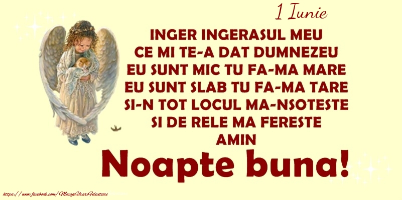 Felicitari de 1 Iunie - 1 Iunie - Inger ingerasul meu, ce mi te-a dat Dumnezeu,