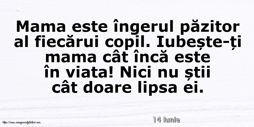 Felicitari de 14 Iunie - 14 Iunie - Mama este îngerul păzitor al fiecărui copil