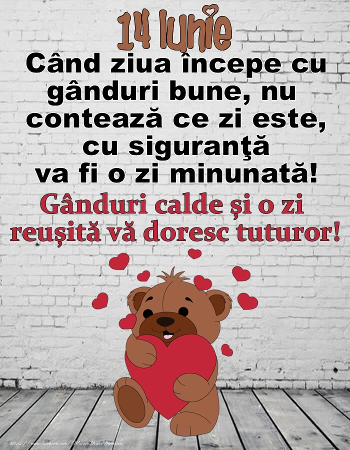 Felicitari de 14 Iunie - 14 Iunie Gânduri calde și o zi  reușită vă doresc tuturor!