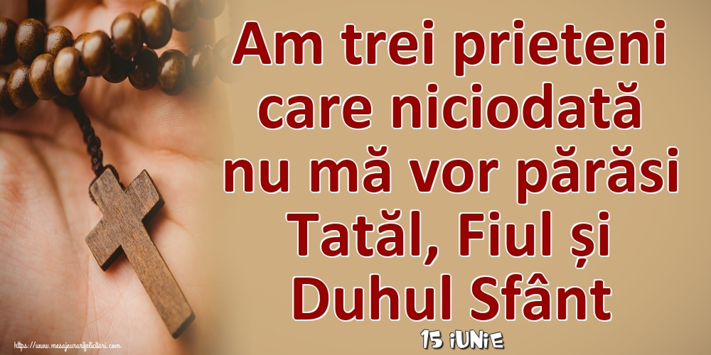 Felicitari de 15 Iunie - 15 Iunie - Am trei prieteni care niciodată nu mă vor părăsi Tatăl, Fiul și Duhul Sfânt