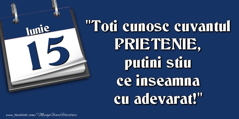 Felicitari de 15 Iunie - Toti cunosc cuvantul PRIETENIE, putini stiu ce inseamna cu adevarat! 15 Iunie