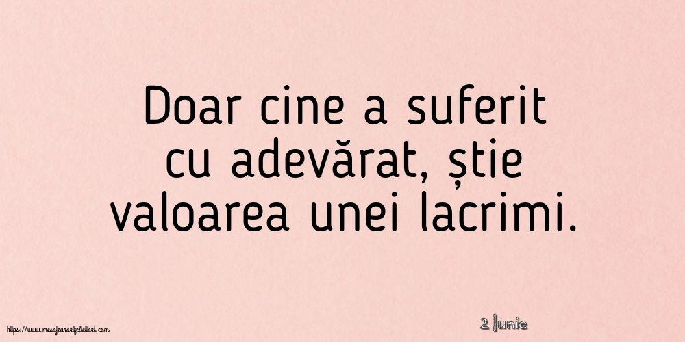 Felicitari de 2 Iunie - 2 Iunie - Doar cine a suferit cu adevărat