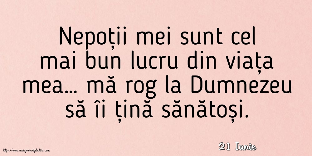 Felicitari de 21 Iunie - 21 Iunie - Nepoții mei sunt cel mai bun lucru din viața mea…