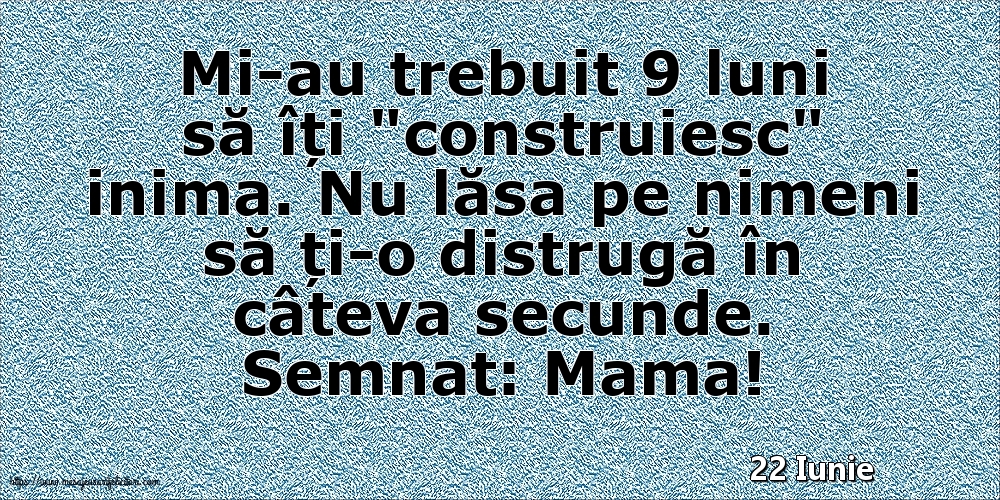 Felicitari de 22 Iunie - 22 Iunie - Semnat: Mama! Mi-au trebuit 9 luni