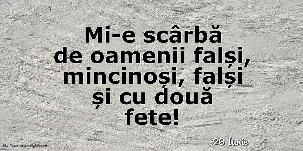 Felicitari de 26 Iunie - 26 Iunie - Mi-e scârbă de oamenii falși,