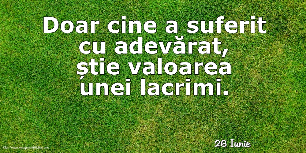 Felicitari de 26 Iunie - 26 Iunie - Doar cine a suferit cu adevărat