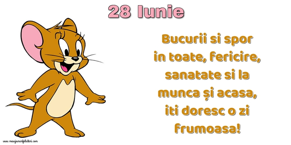 28.Iunie Bucurii si spor in toate, fericire, sanatate si la munca și acasa, iti doresc o zi frumoasa!