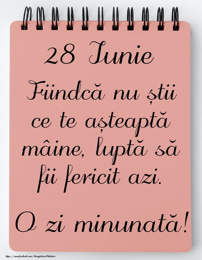 Mesajul zilei -  28 Iunie - O zi minunată!