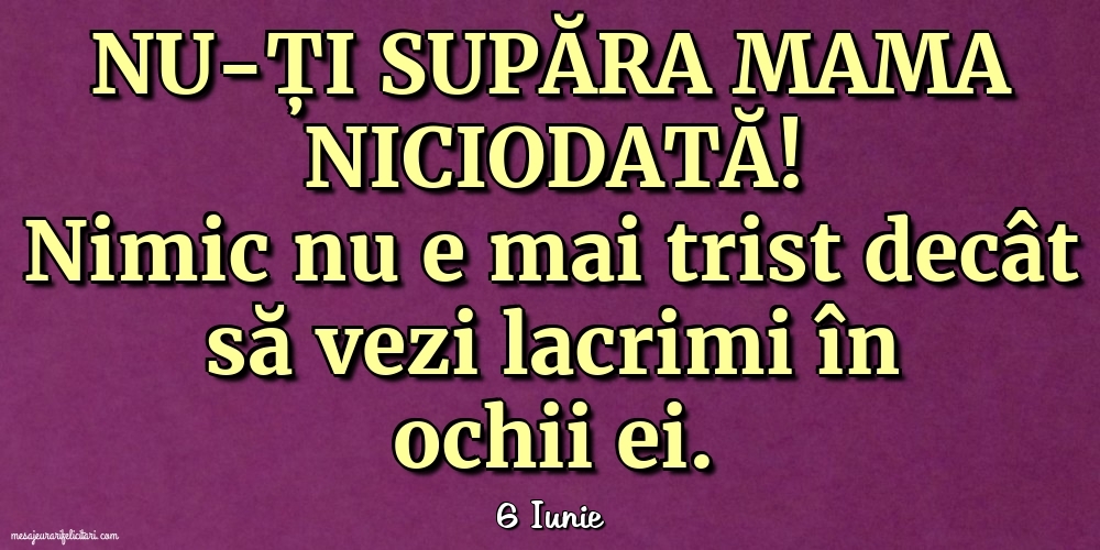 Felicitari de 6 Iunie - 6 Iunie - Nu-ți supăra mama niciodată!