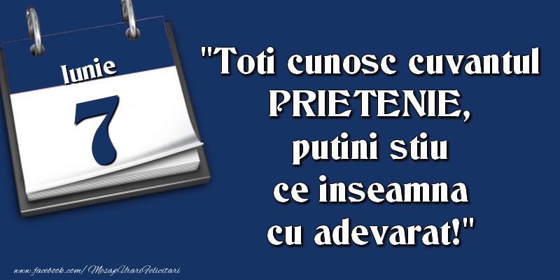 Felicitari de 7 Iunie - Toti cunosc cuvantul PRIETENIE, putini stiu ce inseamna cu adevarat! 7 Iunie