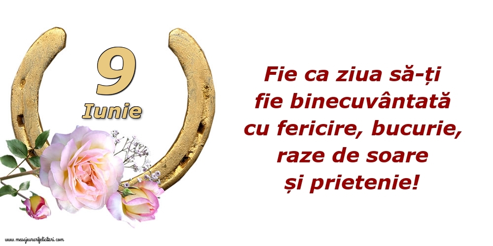 Felicitari de 9 Iunie - Fie ca ziua să-ți fie binecuvântată cu fericire, bucurie, raze de soare și prietenie!