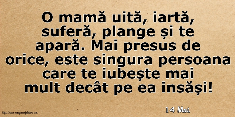 Felicitari de 14 Mai - 14 Mai - O mamă uită