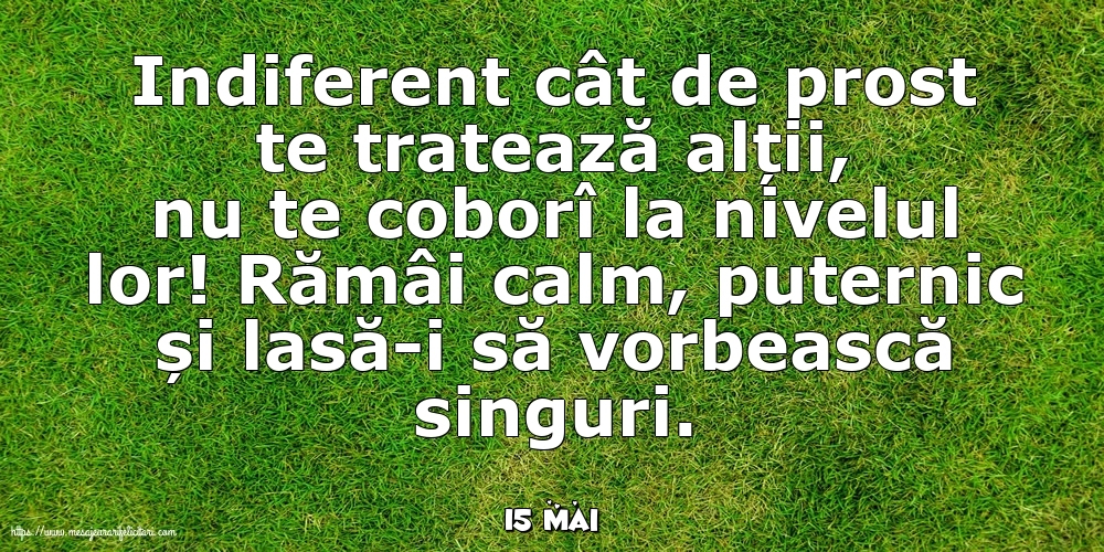 Felicitari de 15 Mai - 15 Mai - Indiferent cât de prost te tratează alții