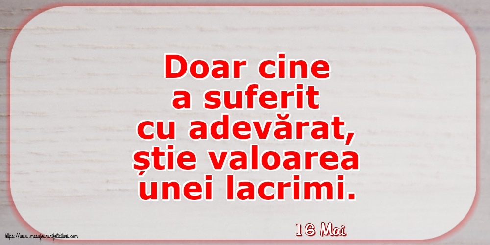 Felicitari de 16 Mai - 16 Mai - Doar cine a suferit cu adevărat