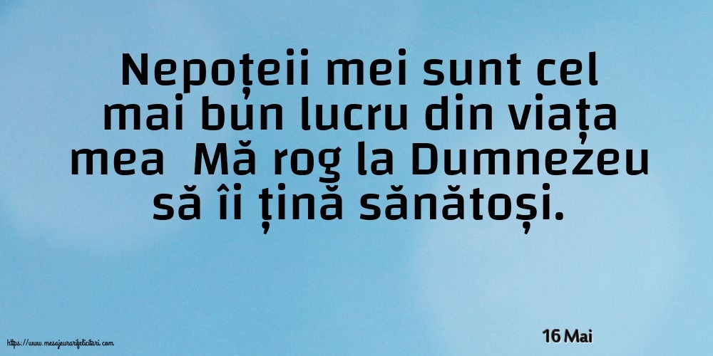 Felicitari de 16 Mai - 16 Mai - Nepoțeii mei sunt cel mai bun lucru