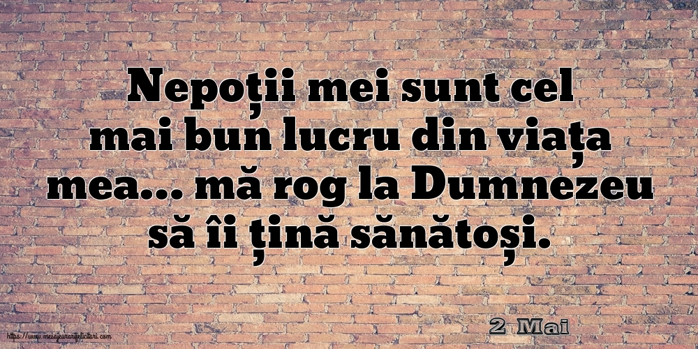 Felicitari de 2 Mai - 2 Mai - Nepoții mei sunt cel mai bun lucru din viața mea…