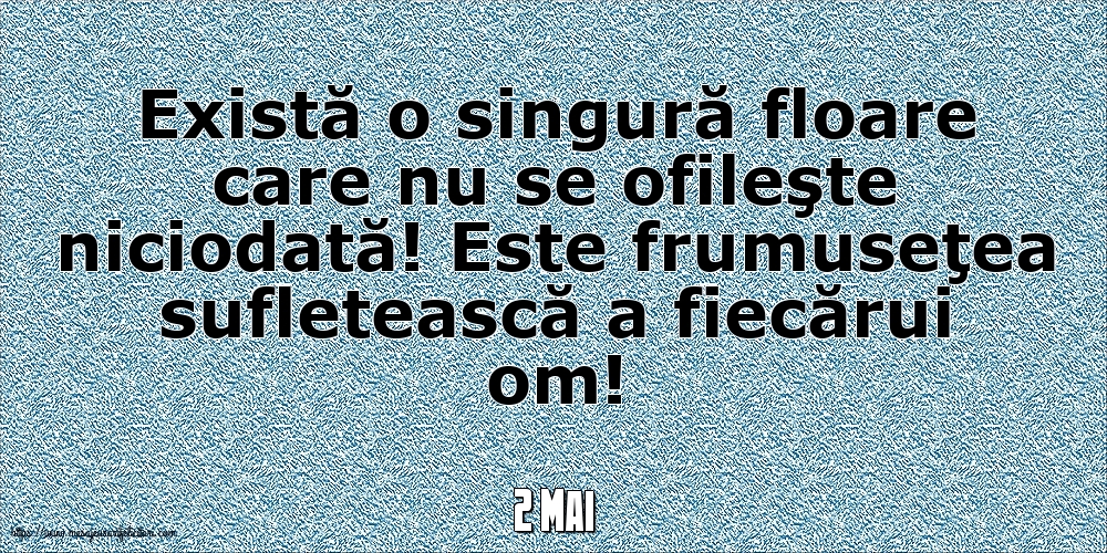 2 Mai - Există o singură floare care nu se ofileşte niciodată