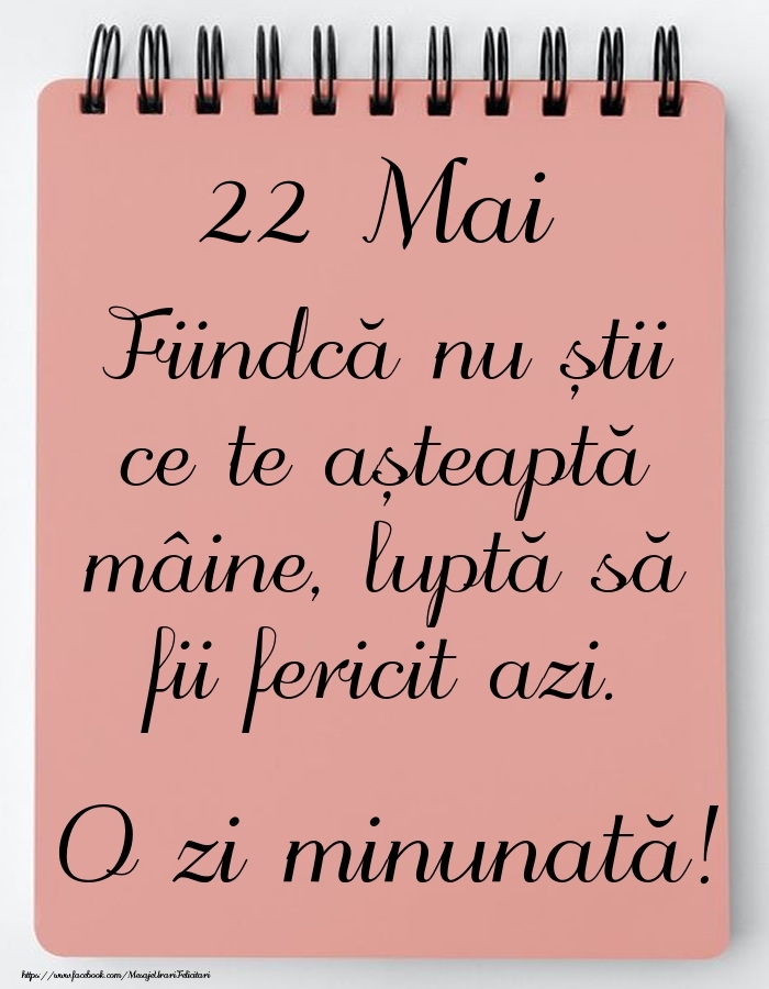 Mesajul zilei -  22 Mai - O zi minunată!