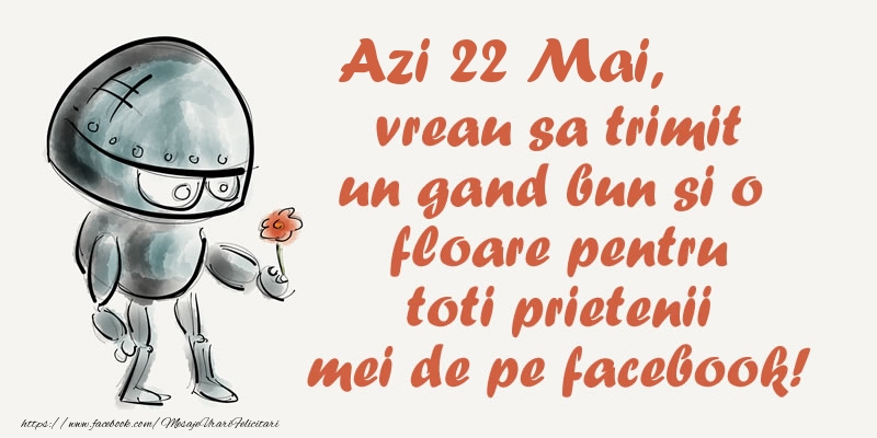 Felicitari de 22 Mai - Azi 22 Mai, vreau sa trimit un gand bun si o floare pentru toti prietenii mei de pe facebook!