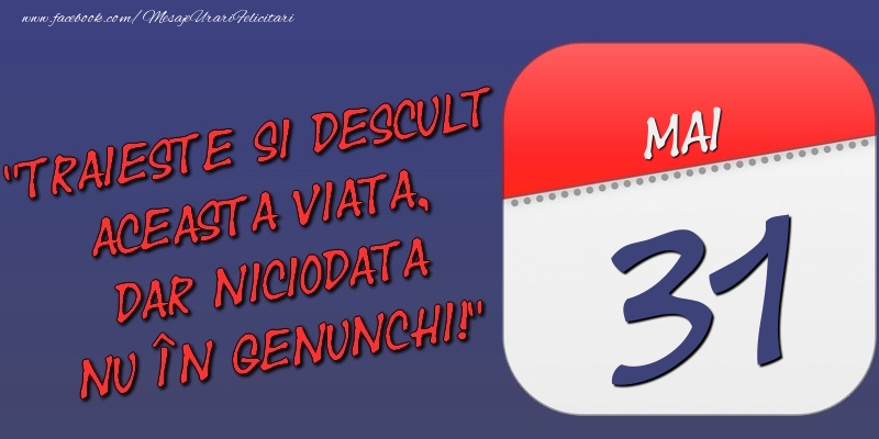 Felicitari de 31 Mai - Trăieşte şi desculţ această viaţă, dar niciodată nu în genunchi! 31 Mai