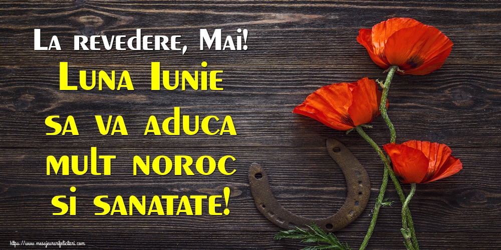 Felicitari de 31 Mai - La revedere, Mai! Luna Iunie sa va aduca mult noroc si sanatate!