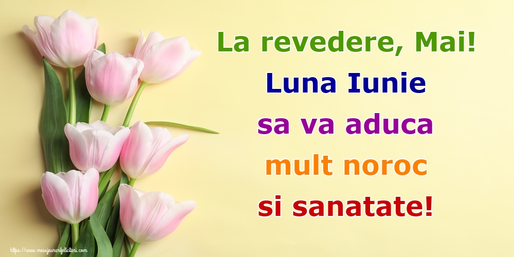 Felicitari de 31 Mai - La revedere, Mai! Luna Iunie sa va aduca mult noroc si sanatate!