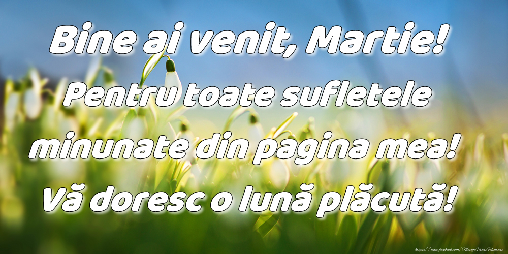 Felicitari de 1 Martie - Bine ai venit, Martie! Pentru toate sufletele minunate din pagina mea! Vă doresc o lună plăcută!