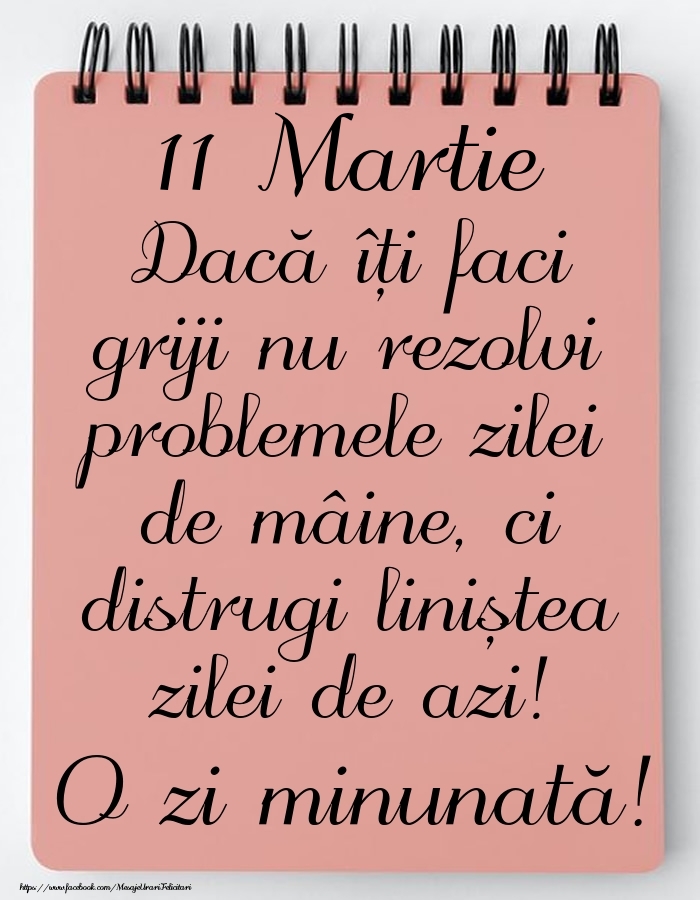 11 Martie - Mesajul zilei - O zi minunată!