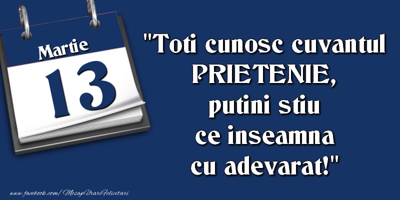 Toti cunosc cuvantul PRIETENIE, putini stiu ce inseamna cu adevarat! 13 Martie