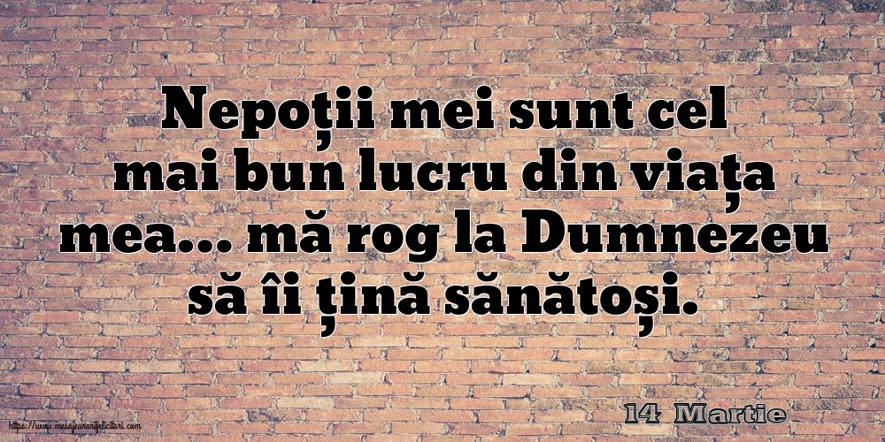 Felicitari de 14 Martie - 14 Martie - Nepoții mei sunt cel mai bun lucru din viața mea…