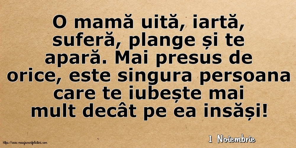 Felicitari de 1 Noiembrie - 1 Noiembrie - O mamă uită