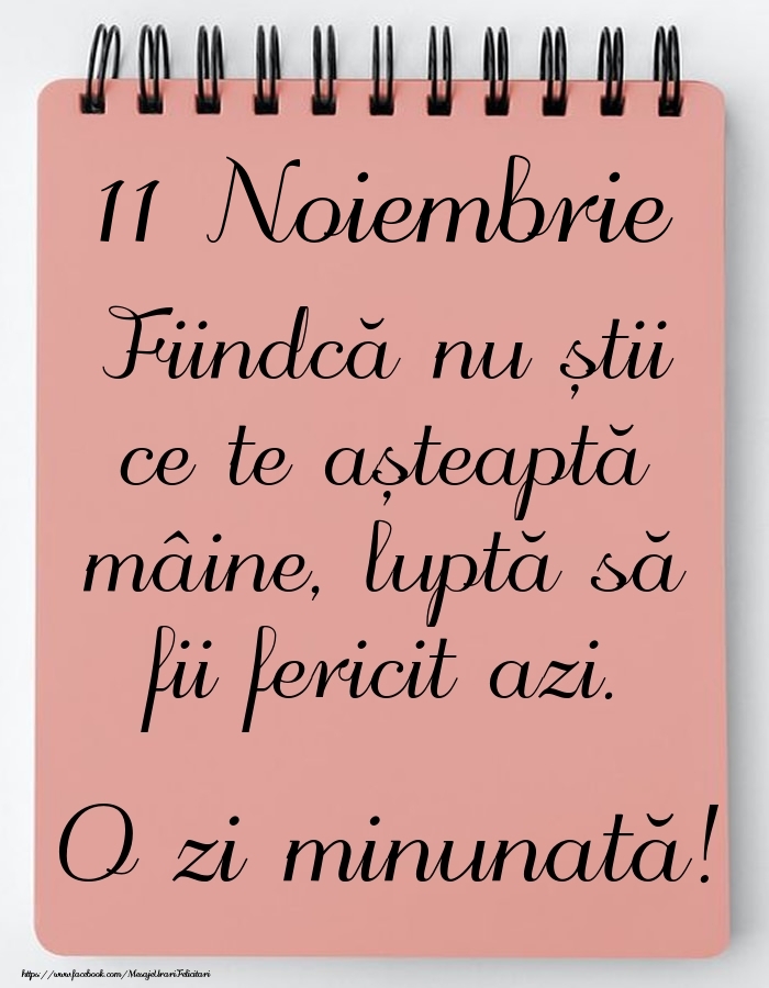 Felicitari de 11 Noiembrie - Mesajul zilei -  11 Noiembrie - O zi minunată!