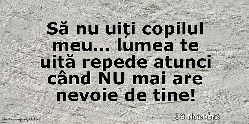 Felicitari de 13 Noiembrie - 13 Noiembrie - Să nu uiți copilul meu