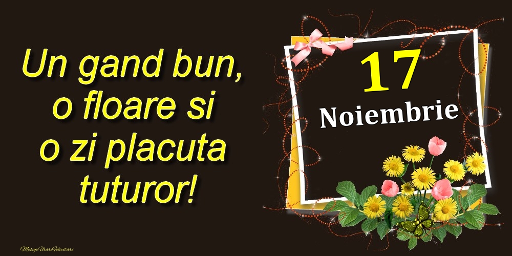 Felicitari de 17 Noiembrie - Noiembrie 17 Un gand bun, o floare si o zi placuta tuturor!