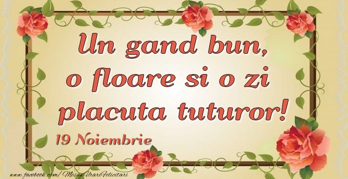 Felicitari de 19 Noiembrie - Un gand bun, o floare si o zi  placuta tuturor! 19Noiembrie