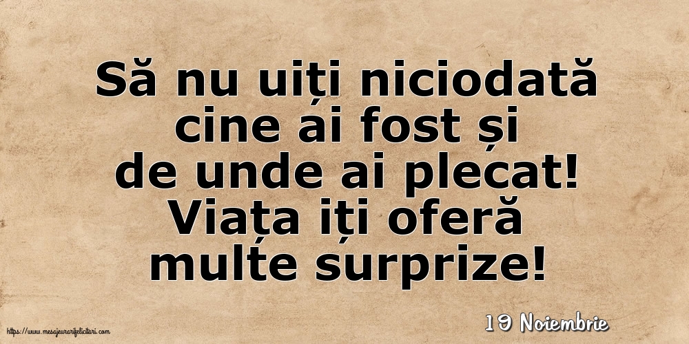 Felicitari de 19 Noiembrie - 19 Noiembrie - Viața iți oferă multe surprize!