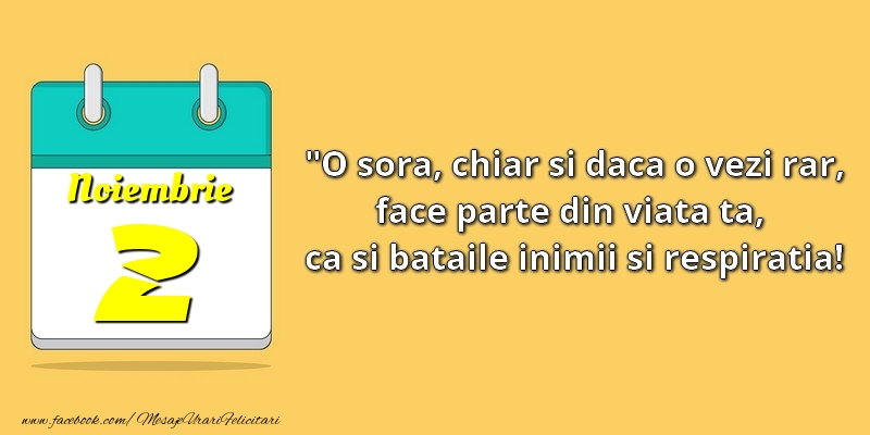 O soră, chiar şi dacă o vezi rar, face parte din viata ta, ca şi bătăile inimii şi respiraţia! 2Noiembrie