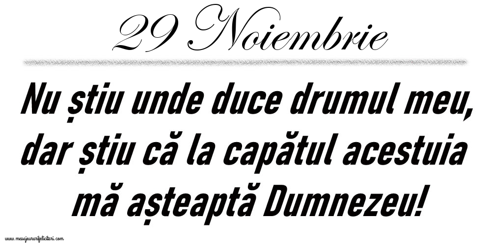 Felicitari de 29 Noiembrie - 29 Noiembrie Nu știu unde duce drumul meu...