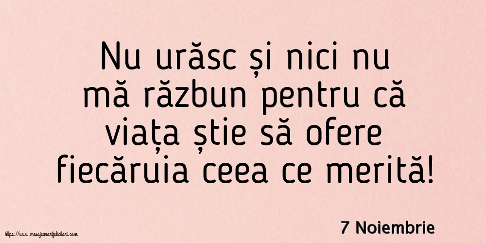 7 Noiembrie - Nu urăsc și nici nu mă răzbun