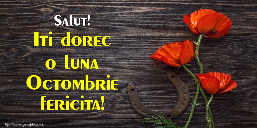 Felicitari de 1 Octombrie - Salut! Iti dorec o luna Octombrie fericita!