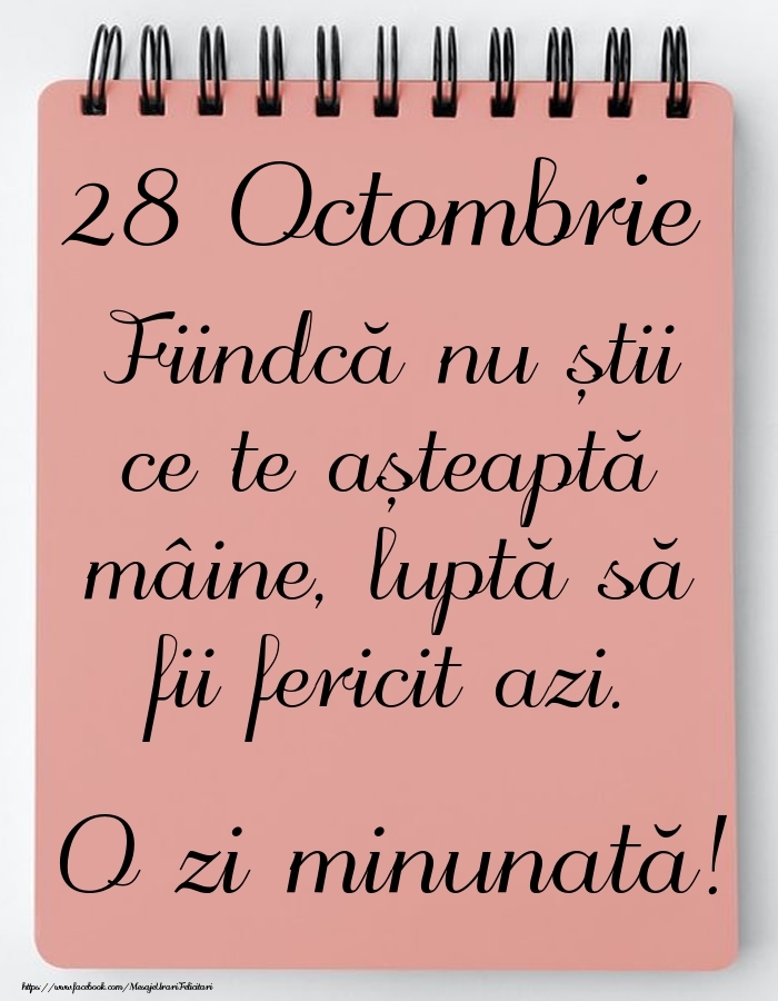 Mesajul zilei -  28 Octombrie - O zi minunată!