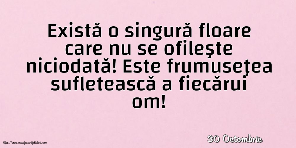 Felicitari de 30 Octombrie - 30 Octombrie - Există o singură floare care nu se ofileşte niciodată