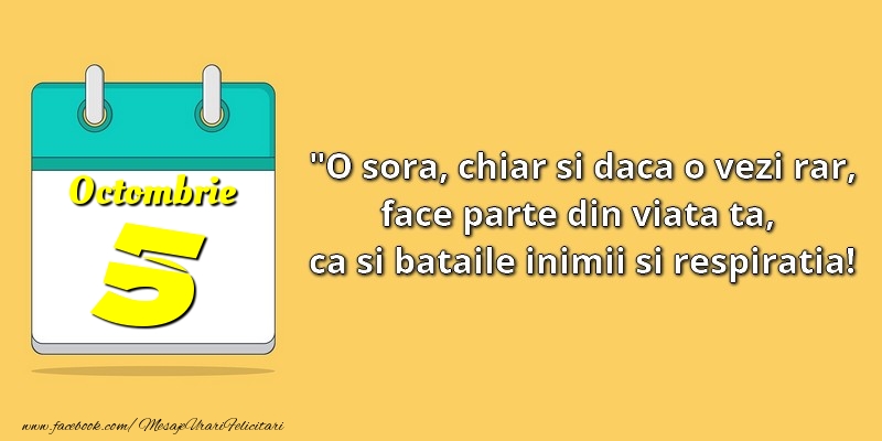 O soră, chiar şi dacă o vezi rar, face parte din viata ta, ca şi bătăile inimii şi respiraţia! 5Octombrie