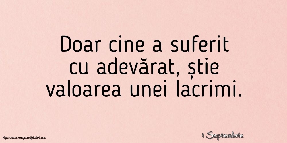 Felicitari de 1 Septembrie - 1 Septembrie - Doar cine a suferit cu adevărat