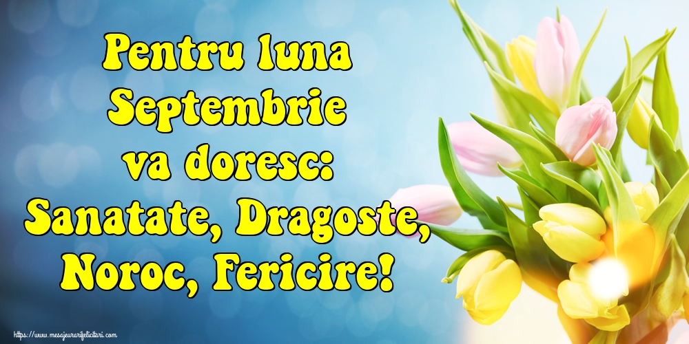 Felicitari de 1 Septembrie - Pentru luna Septembrie va doresc: Sanatate, Dragoste, Noroc, Fericire!