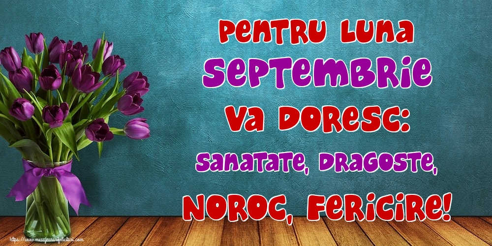 Felicitari de 1 Septembrie - Pentru luna Septembrie va doresc: Sanatate, Dragoste, Noroc, Fericire!