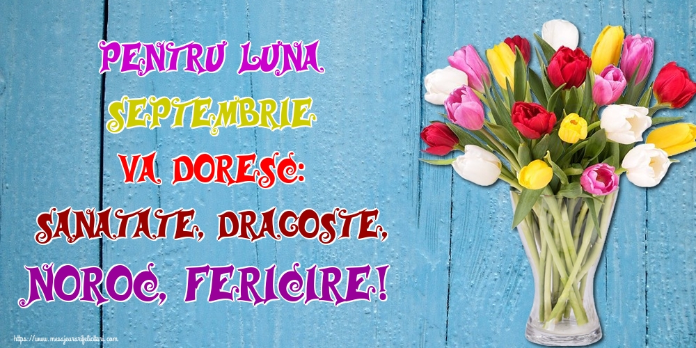 Felicitari de 1 Septembrie - Pentru luna Septembrie va doresc: Sanatate, Dragoste, Noroc, Fericire!